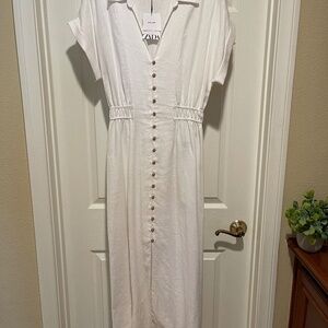White Linen Midi Dress